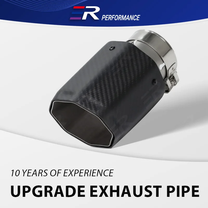 

Обновление ER, настоящий наконечник выхлопной трубы из углеродного волокна, автомобильные аксессуары, глушители, насадка, модификация восьмиугольной формы, украшение из нержавеющей стали