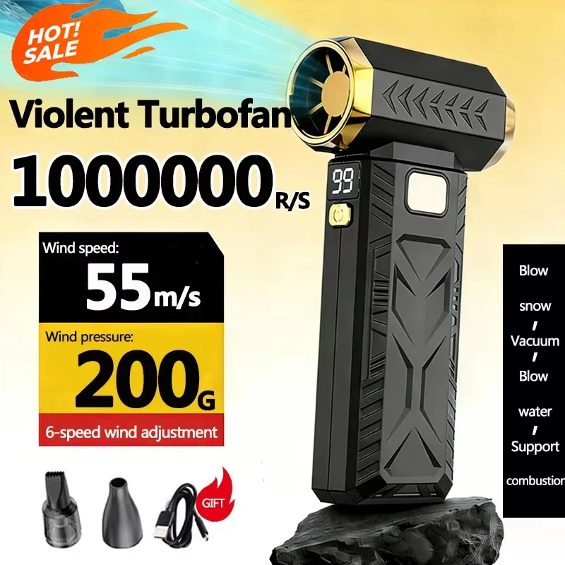 Soprador Turbo Jet Super Poderoso 1000000RPM, Soprador de Ar com Regulagem de 6 Velocidades, Sem Escovas, Turbofan 55m/s