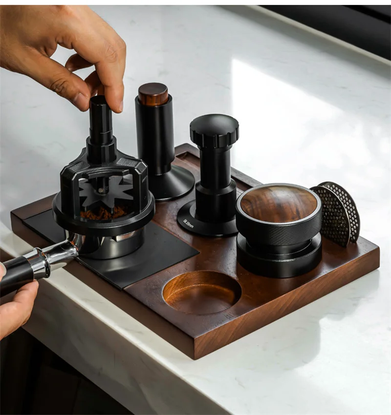 Coffee Tamping Station Stand with Coffee Knock Box Portafilter Holder 51MM 54MM 58MM For Delonghi Breville Espresso Accessories