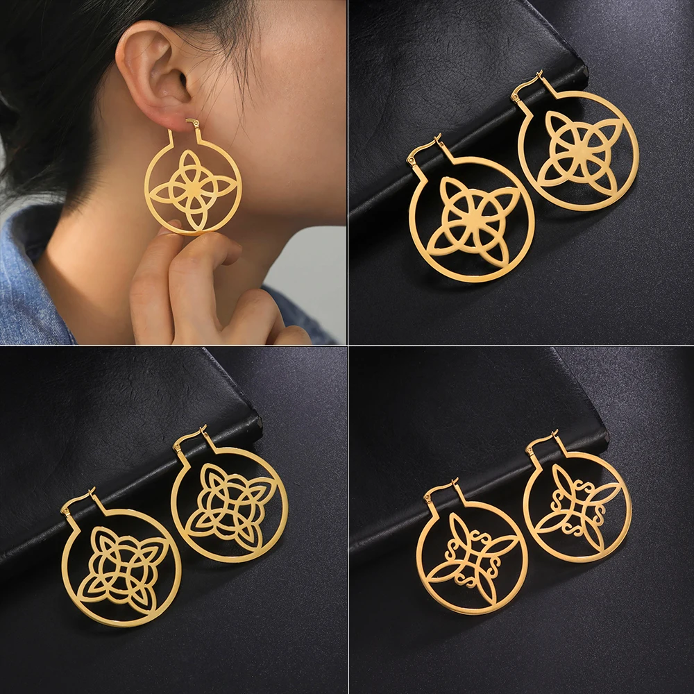 Amaxer Witch Knot Amulet Earring for Women Stainless Steel Witchcraft Drop Earrings Viking Goddess Jewelry Birthday Gift