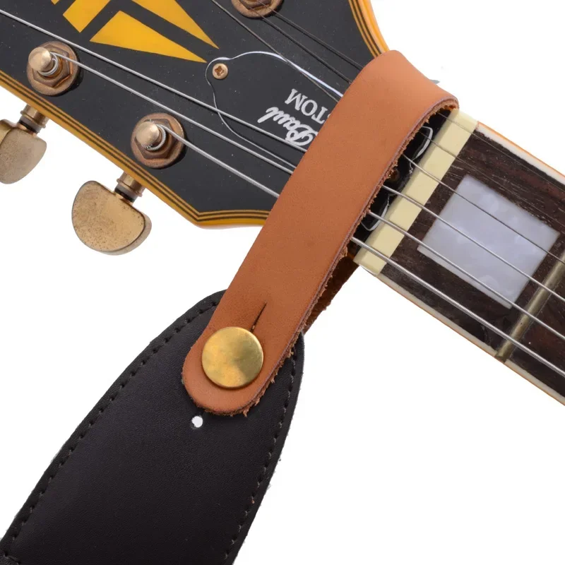 1 Pcs Acoustic Guitar Neck Strap Button Headstock Adaptor Synthetic Leather with Metal Fastener Guitar Parts & Accessories