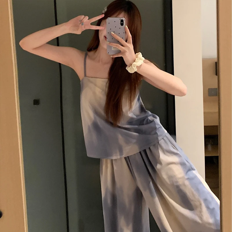 

Fashion Casual Sexy Tie-Dye Vest + Trousers Two-Piece Suit For Women