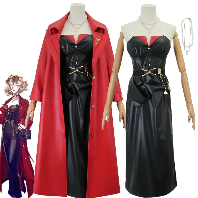 

Marie Cosplay Costume Game Identity V x Lawson Crossover Red lady Leather Jacket Dress Outfits Halloween Role Play Uniform Women