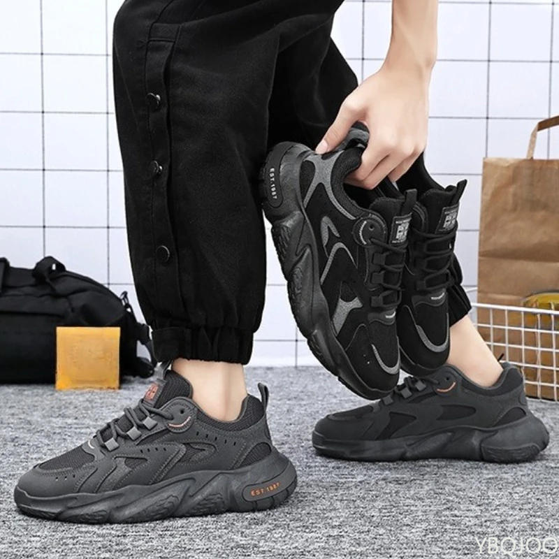 

Весенние новые модные универсальные мужские дышащие кроссовки, повседневная обувь на сетчатой платформе, нескользящие уличные мужские кроссовки
