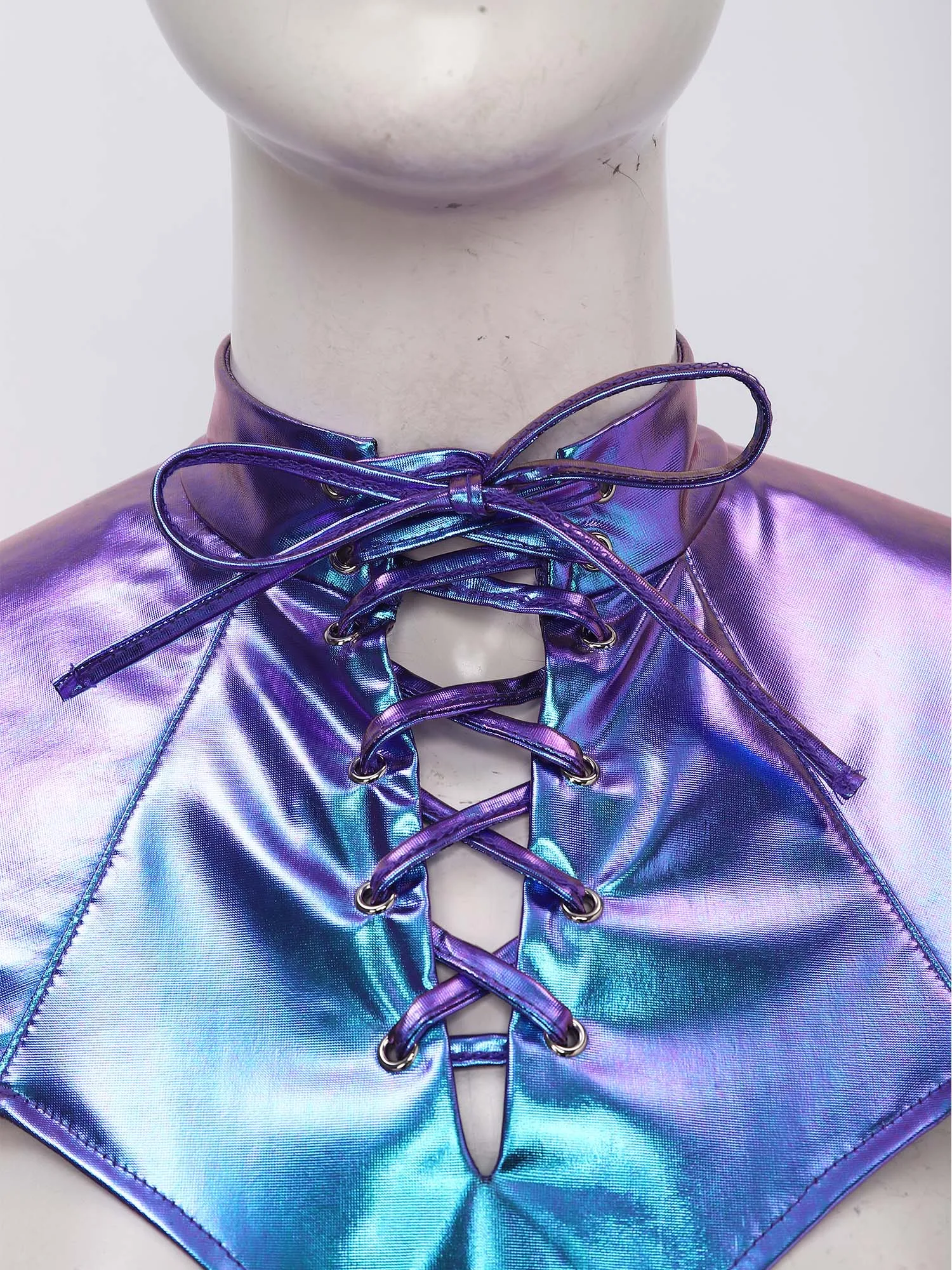 

Женский блестящий металлический готический укороченный топ-накидка в стиле стимпанк, защита плеч в готическом стиле, укороченный топ-накидка в стиле инопланетного робота-астронавта, Хэллоуин