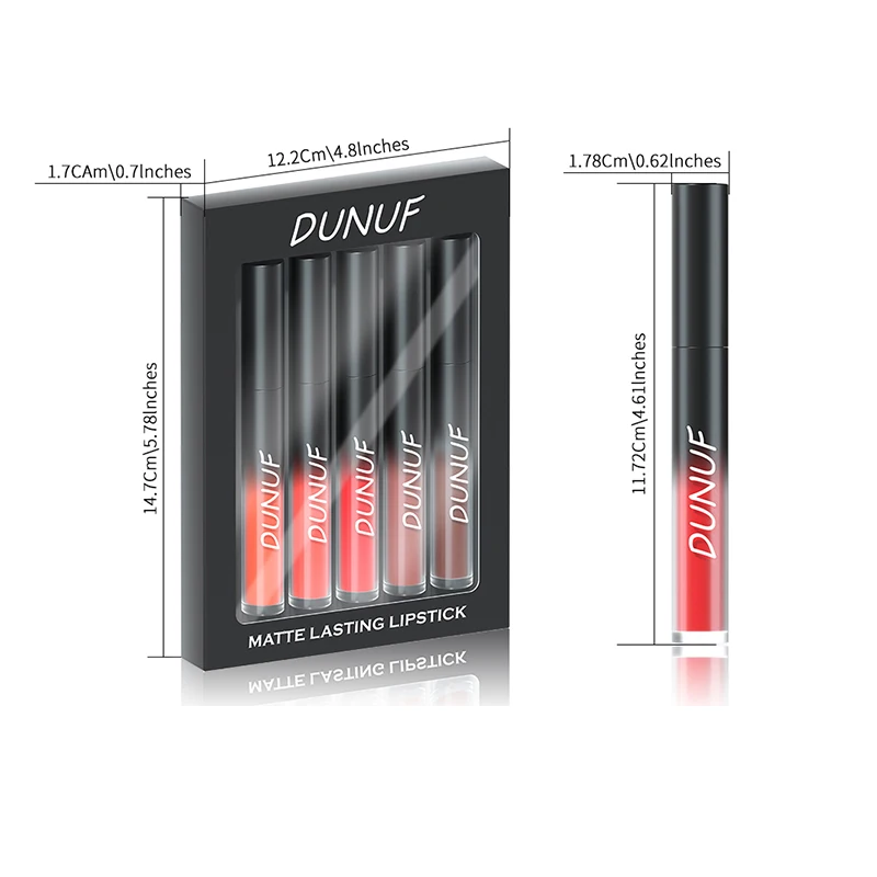 5pcs Multi-Purpose Matte Long Lasting Lip Gloss Multiple Colors, Long Lasting Waterproof Lip Gloss, Coloring, Eyeshadow