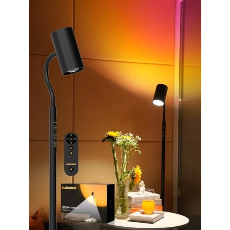 Floor with Remote, 17W LED Dimmable Standing Lamp, Stepless Brightness and Color Temps, Reading Light and Mood Light, Adjustabl