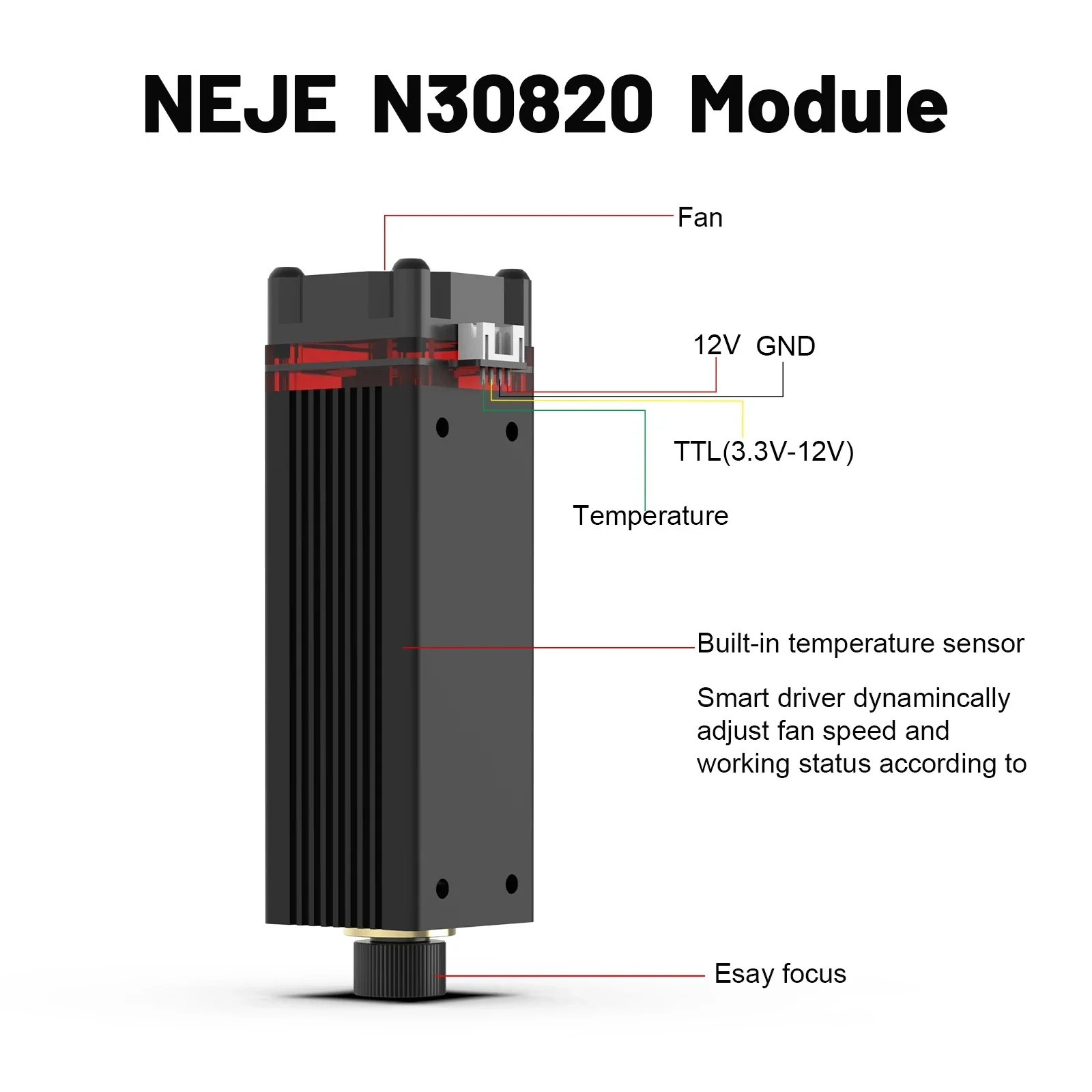NEJE N30820 Laser Module Laser Engraving and Cutting TTL Module on Hundreds of Materials for More Professional DIY Enjoyment