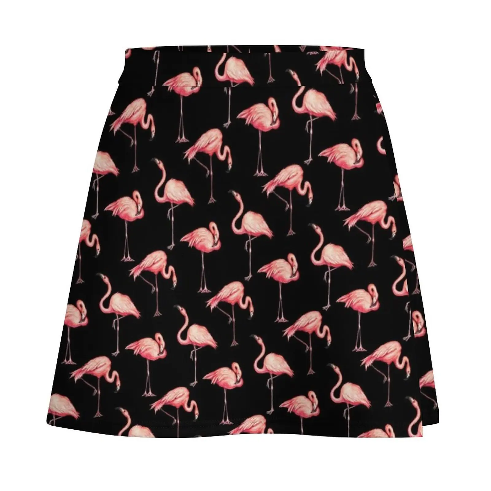 Flamingo Pattern - Black Mini Skirt micro mini skirt extreme summer dresses for women 2026 korean style clothing Mini Skirt