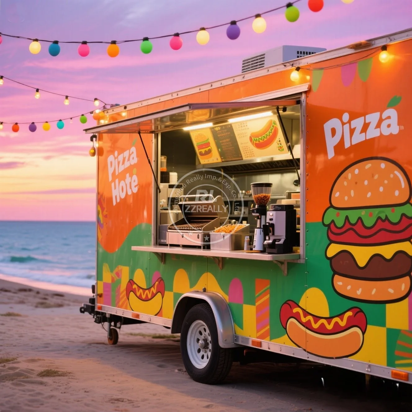 2025 Mobile Kitchen Food Trailer Camper Van Hot dog Juice Coffee Food Truck Ice Cream Vending Cart
