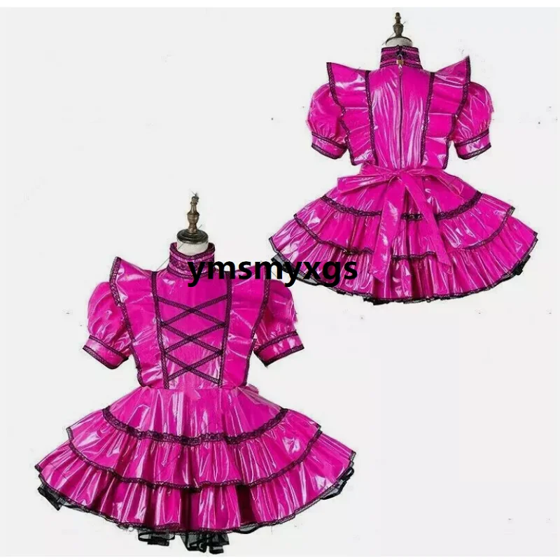 

Girl Sissy Maid Pink PVC Lockable Dress Cosplay Costume Tailor-made