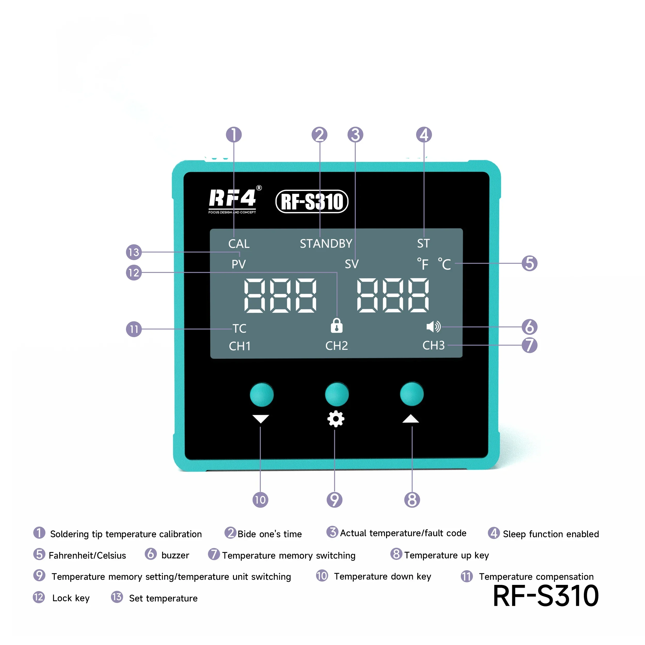 RF-S310 지능형 온도 제어 정전기 방지 휴대폰 수리 용접 스테이션, 자동 시간 수면 온도 범위 150-480 ℃