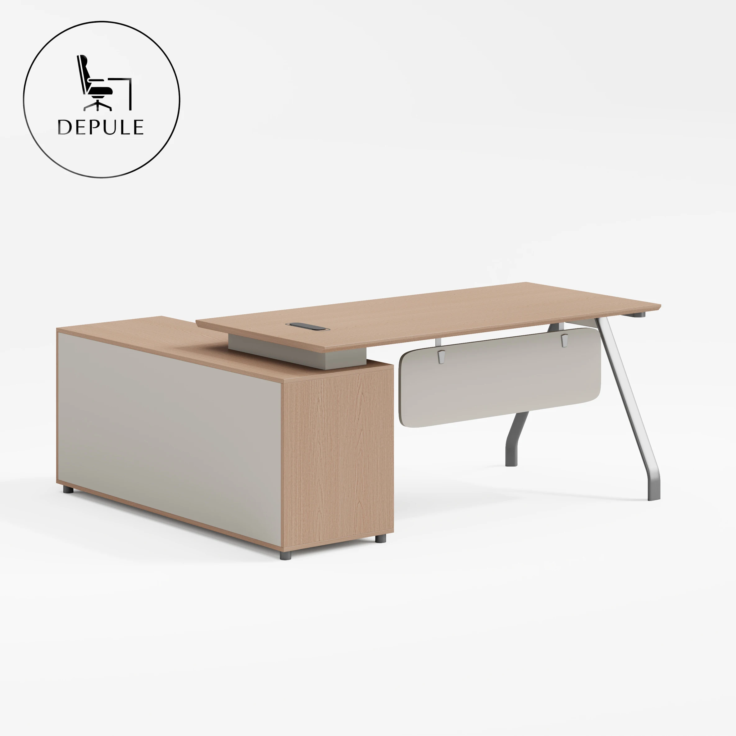 Modular Modern Wooden Executive Desk With Side Cabinet Workstation For Home Office And Boss Desk