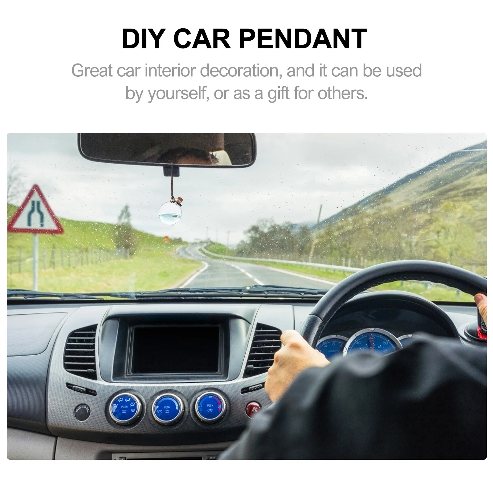 

10Pcs DIY Perfume Bottle Hanging Pendant Glass Wood Car Air Freshener Refillable Bottle Decorative Pendant Car Interior