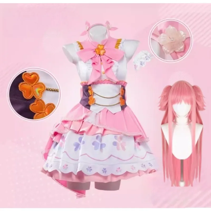 Juego de Anime Airi Momoi disfraz de Cosplay rosa dulce peluca de Lolita Sing Song vestido traje fiesta de Halloween mujer trajes de juego de rol