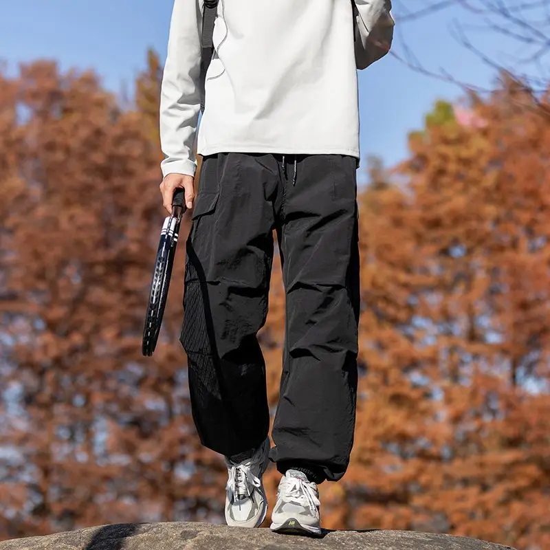 

Commuting Outdoor American Functional Sle Pure Color Straight Leg Sports Pants Loose Fit Men's Retro Casual Trousers