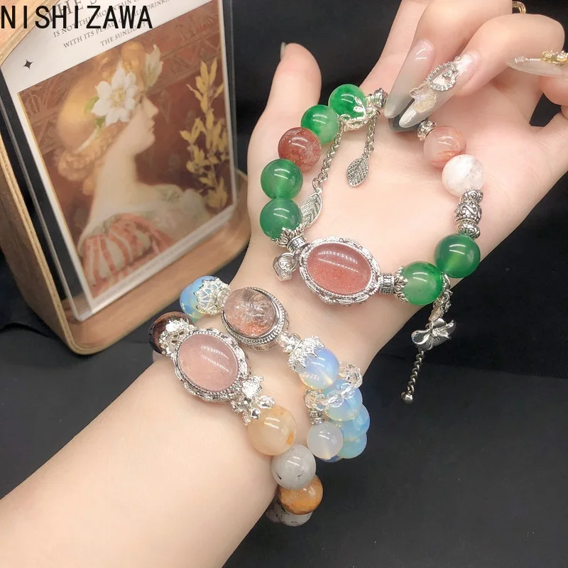 

NISHIZAWA Colorful Crystal Women Bracelets Sweet Palace Style Luxury Elegant Pulseras Mujer Beaded Fashion Retro Jewelry