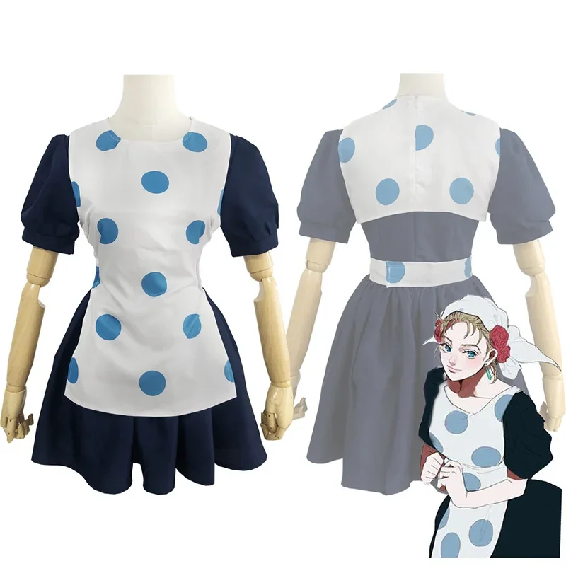 Anime JoJo's Bizarre Adventure Suzi Q Cosplay Costume Dress Outfit Halloween Party Maid Costume Female Cosplay Accessories