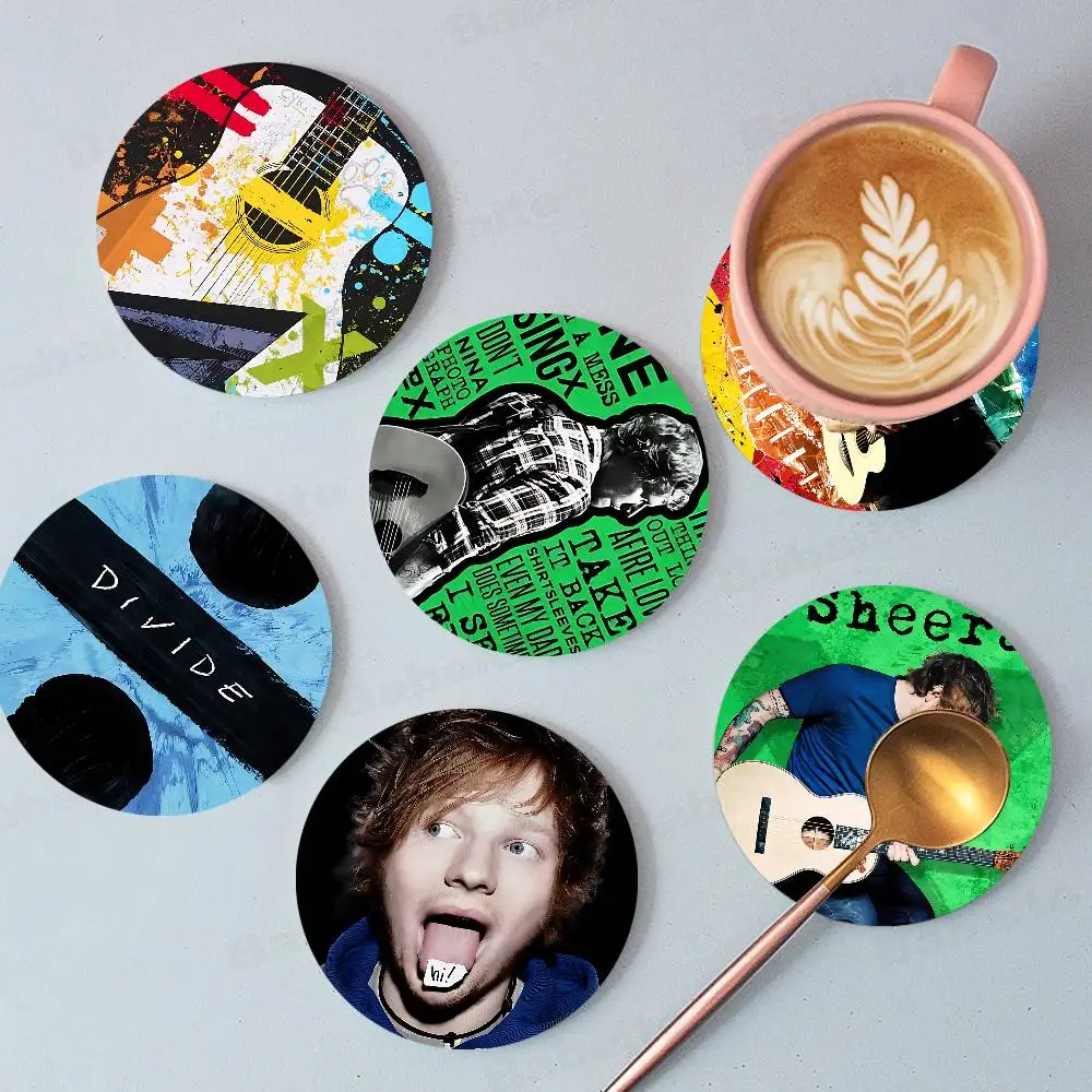 Classic Singer E-Ed S-Sheeran Coasters Suitable for daily family gathering decoration, kitchen, anti-slip wooden coasters