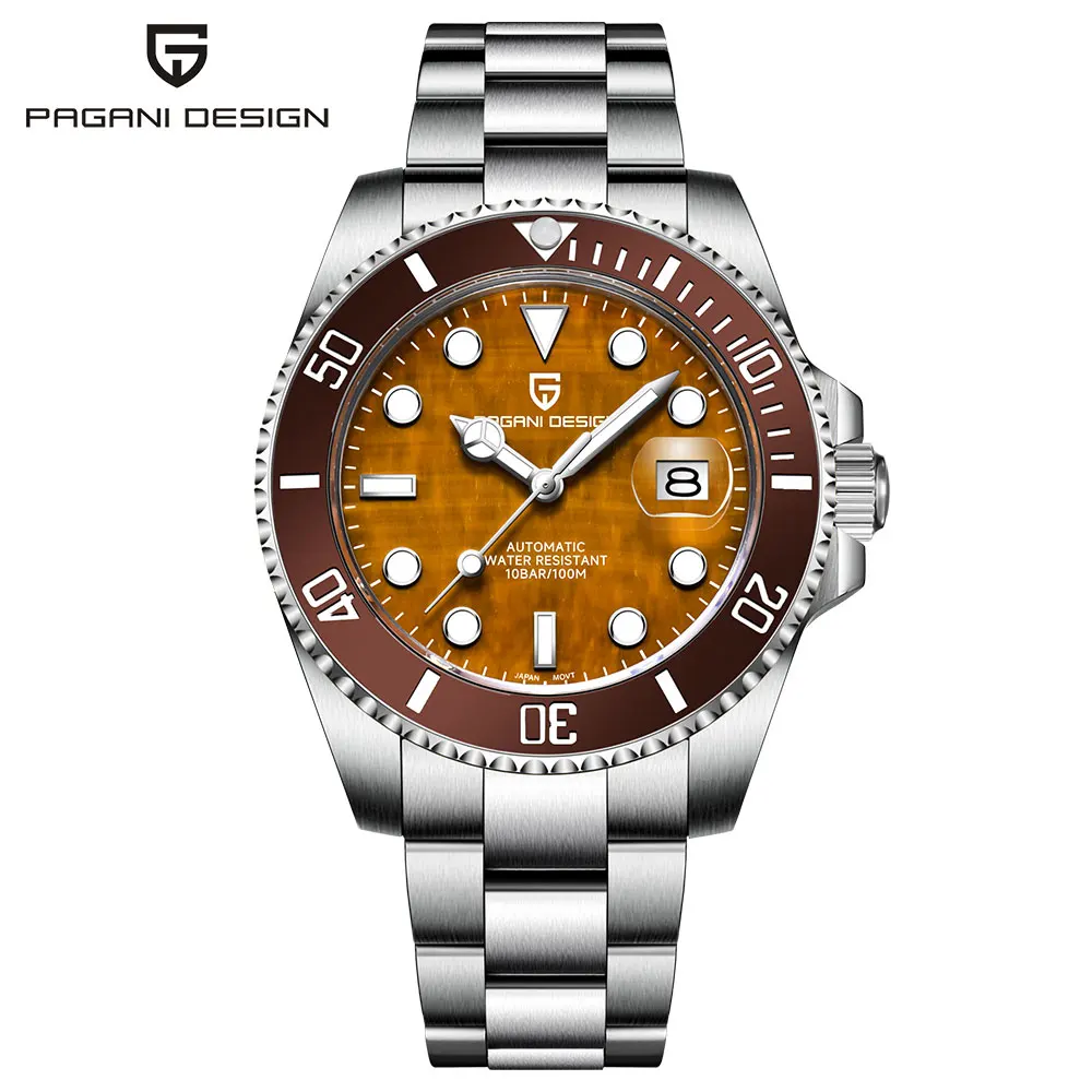 PAGANI DESIGN New PD-1839 Men Watch 43mm Mechanical Wristwatch Ceramic Bezel Watch for Men Stainless Steel Waterproof Wristwatch