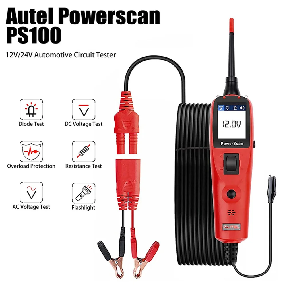 2024 Autel Powerscan PS100 Automotive Circuit Tester System Auto Electrical Test Probe Kit 12V/24V Car Diagnostic Repair Tools