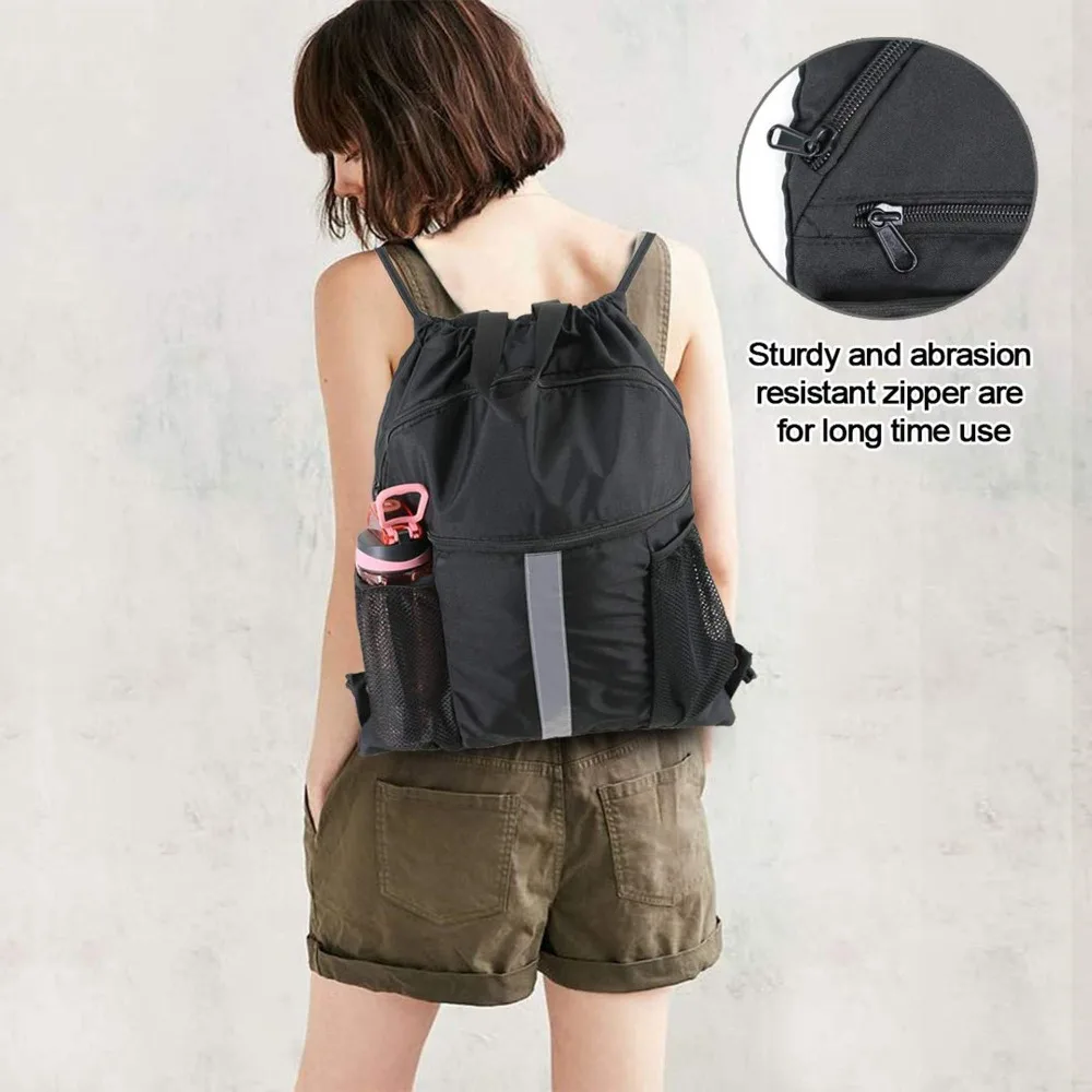Nylon Sport Gym Bag Ultralight Large Capacity Drawstring Knapsack Multifunctional Adjustable Straps Mountaineering Bag Cycling