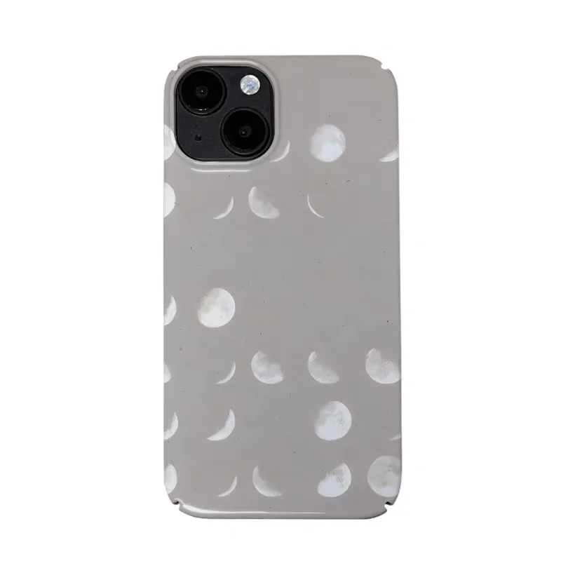 

Dark Gray Minimalist White Moon Phone Case for IPHONE 17 Air 16E 15 PROMAX 14Plus 13 12 MINI 11PRO 16Plus XR Acrylic Phone Cover