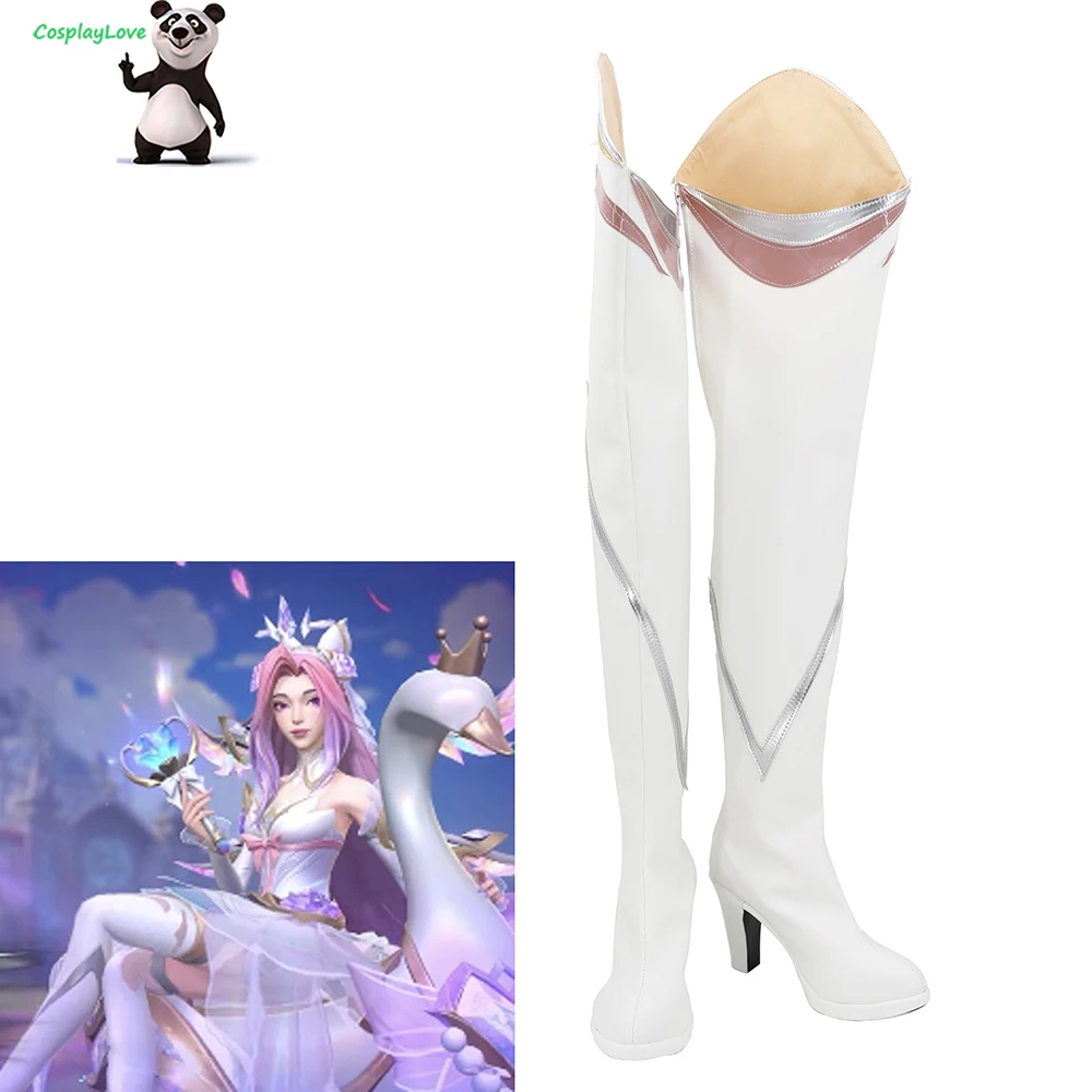 

Белые туфли для косплея Love LOL Seraphine, длинные кожаные сапоги на заказ для Хэллоуина и Рождества