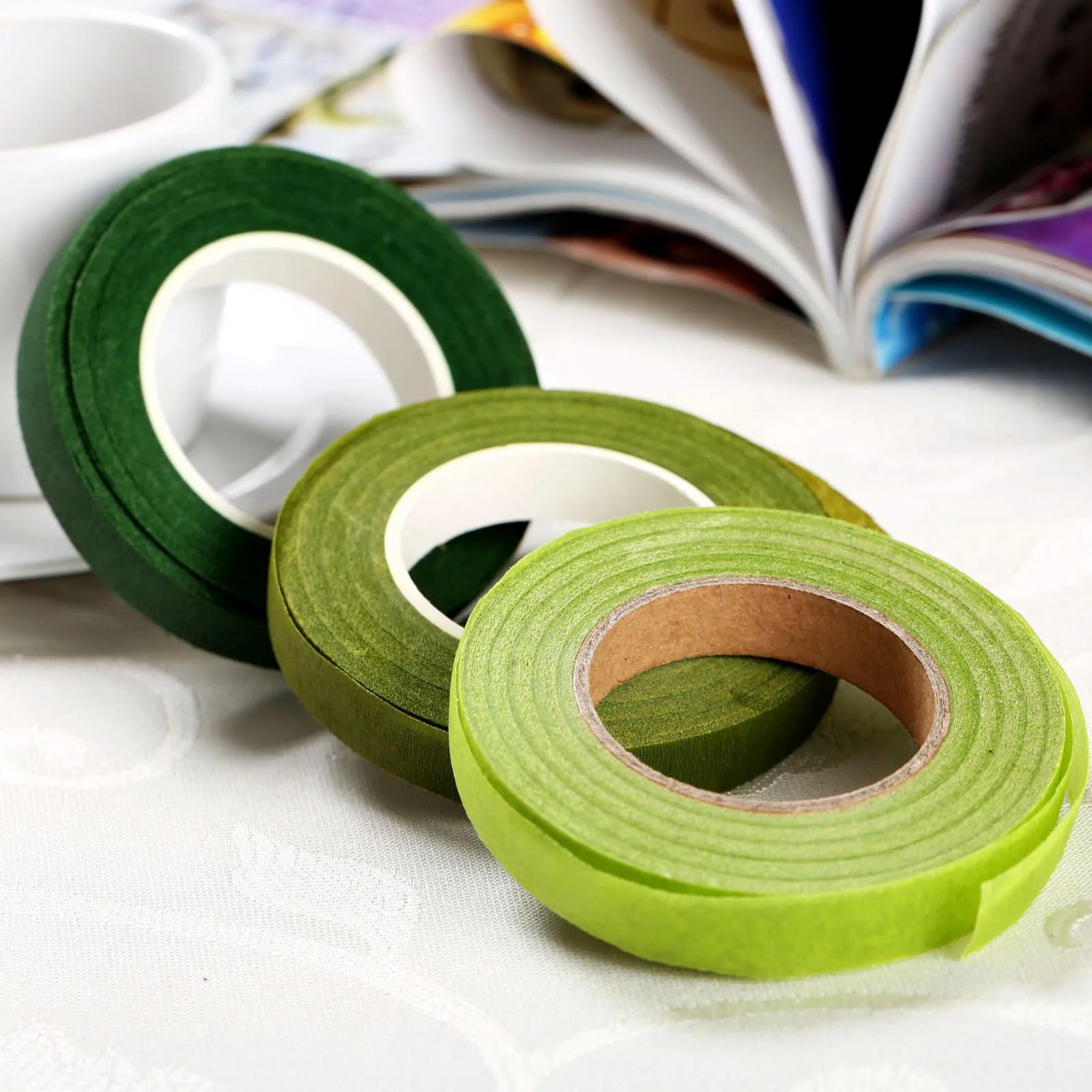 30 yard Self-adhesive Tape Florist Stem Tape Wire Floral Work Resealable Elastic Tape Wrap Stem Garland Wreaths Dia 12mm