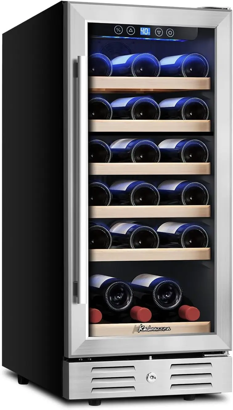 30 Bottle Wine Fridge with Stainless Steel Refrigerator& Double-Layer Temper