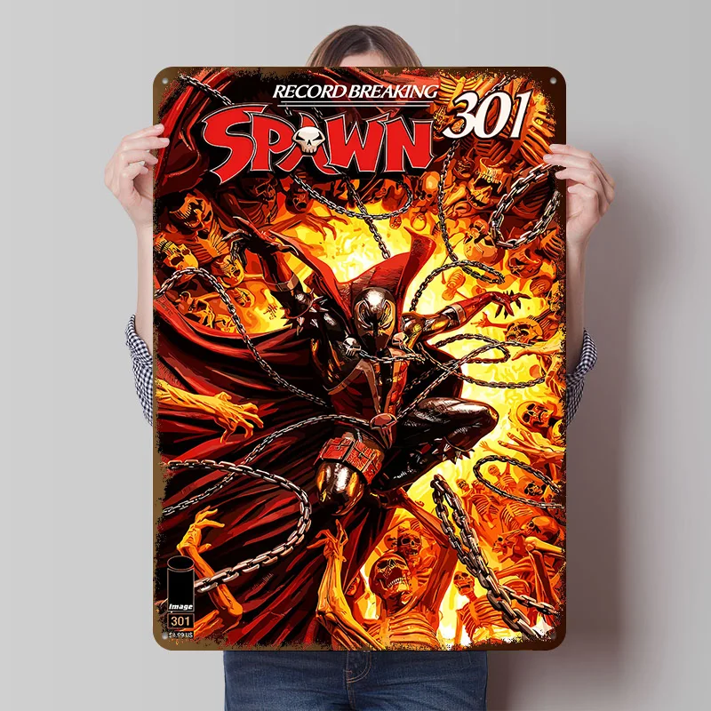 Spawn 301 Comic Cover Printed Poster Customized Wall Art Retro Vintage Metal Tin Signs for Modern Home Decoration Ornaments Room