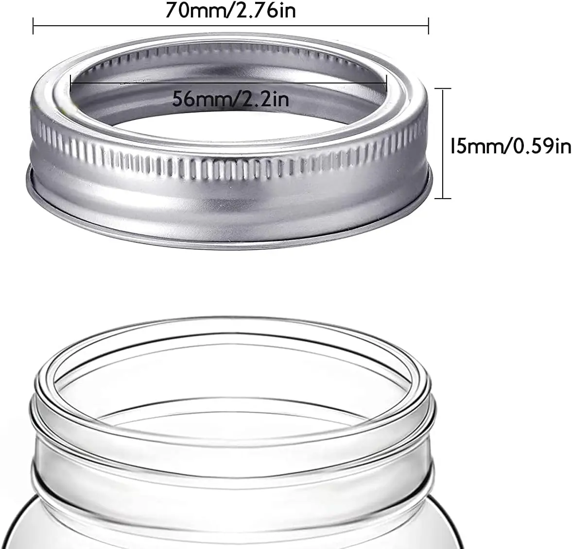 Reusable Regular Mouth Mason Jar Metal Rings Leak-Proof Canning Lids Bands, Tinplate Replacement Screw Rings for Ball Kerr Jars