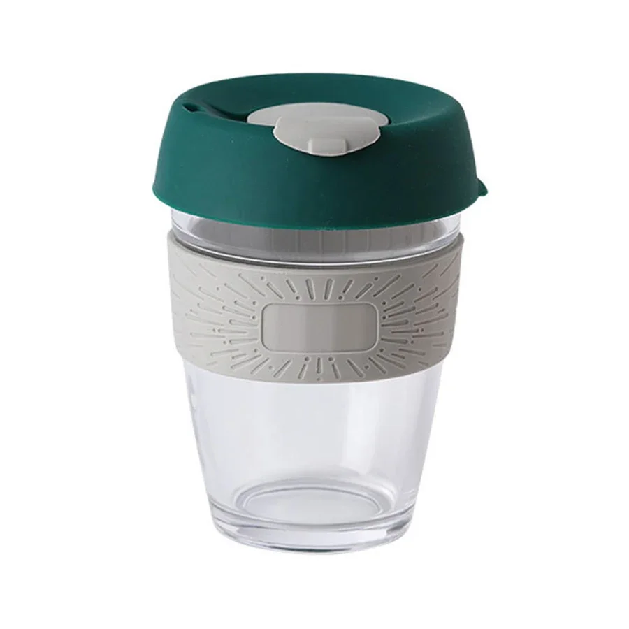 

Anti-scalding Transparent Mug Glass Coffee Cup 340ml Portable Coffee Cup Silicone Cover Heat Resistant Direct Drinking Water Cup
