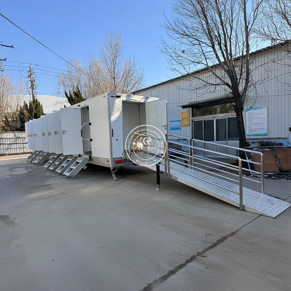 Toilet Prefabrikasi Portabel Kustom Toilet Kamar Mandi Luar Ruangan Trailer Toilet Portabel Bergerak Untuk Dijual