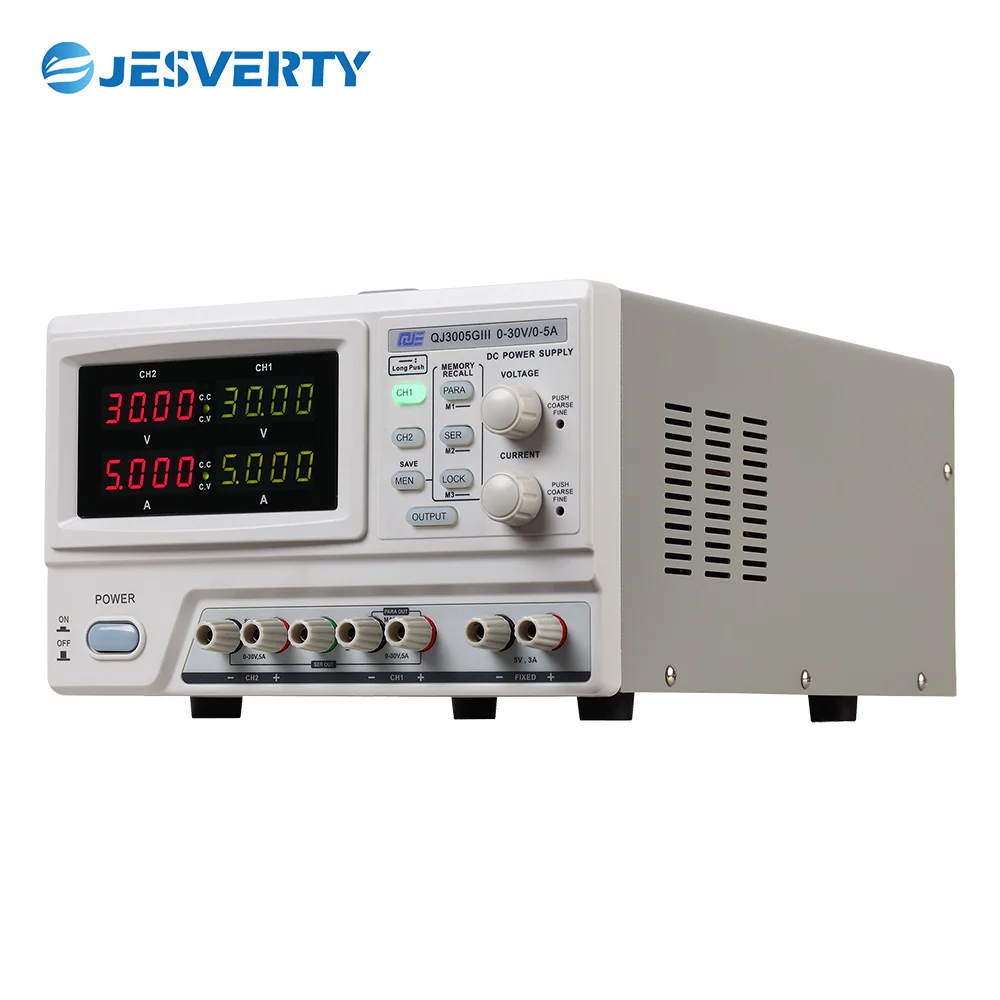 QJ3005Glll 315W Desktop Power Supply 3-Way DC 0-30V 0-5A Adjustable Voltage Current Limiting Protection with 3-Digit Display