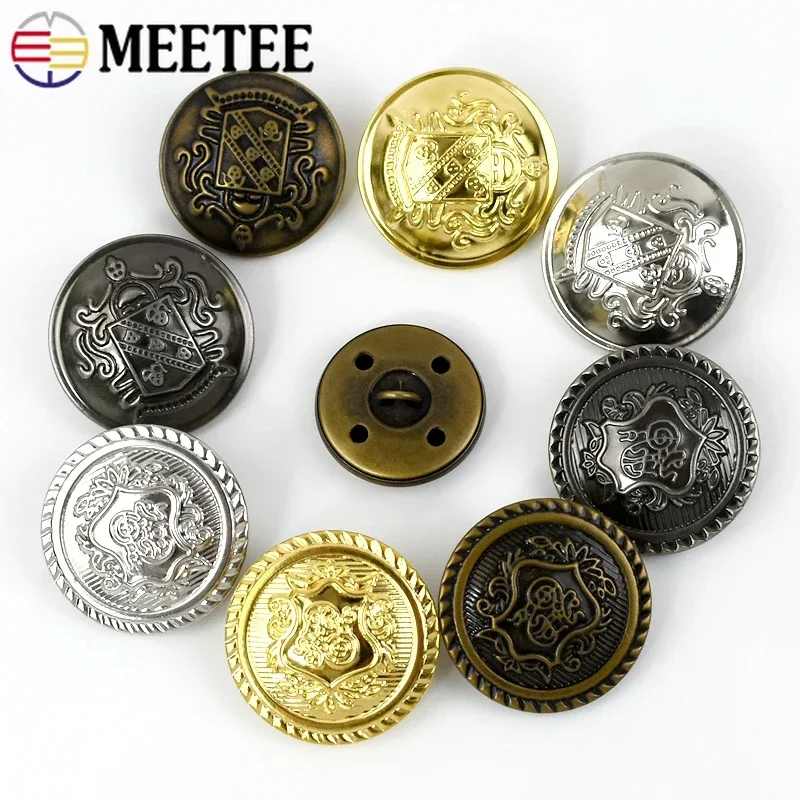 Meetee 50Pcs Metal Button 12-30mm Retro Hollow Copper Coat Jacket Shank Buttons Decoration Buckle DIY Clothing Sewing Accessory