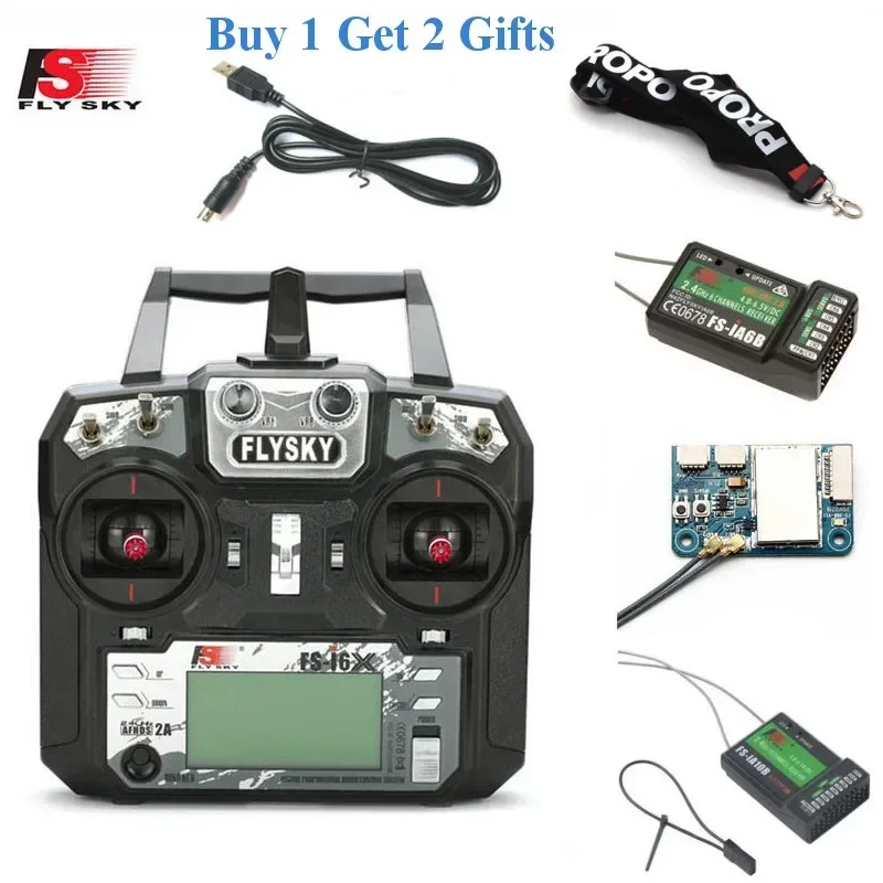 FLYSKY FS-I6X I6X 2.4G 10CH AFHDS 2A Trasmettitore radio Telecomando con ricevitore X6B / IA6B / A8S / IA10B / IA6