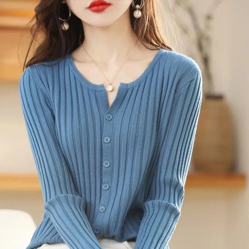 

High-end Andy Velvet Cardigan Women Round Neck Spring And Autumn New Loose Knit Coat Sweater
