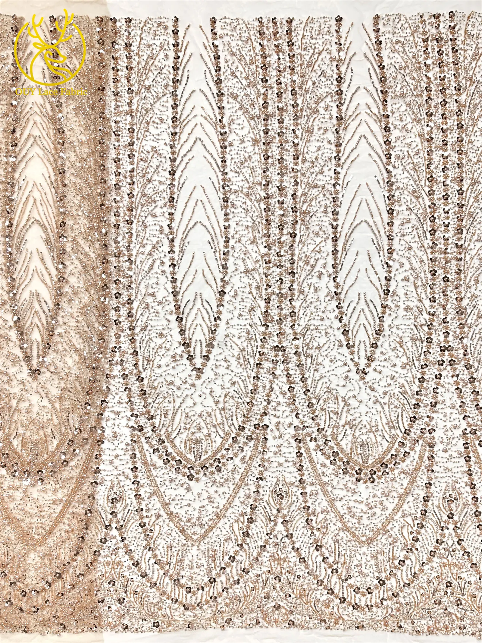 2025 Luxury African Heavy Beaded Groom Lace Fabric 5 yards Nigerian French Sequin Lace Fabric for Ladies Wedding Dress Material