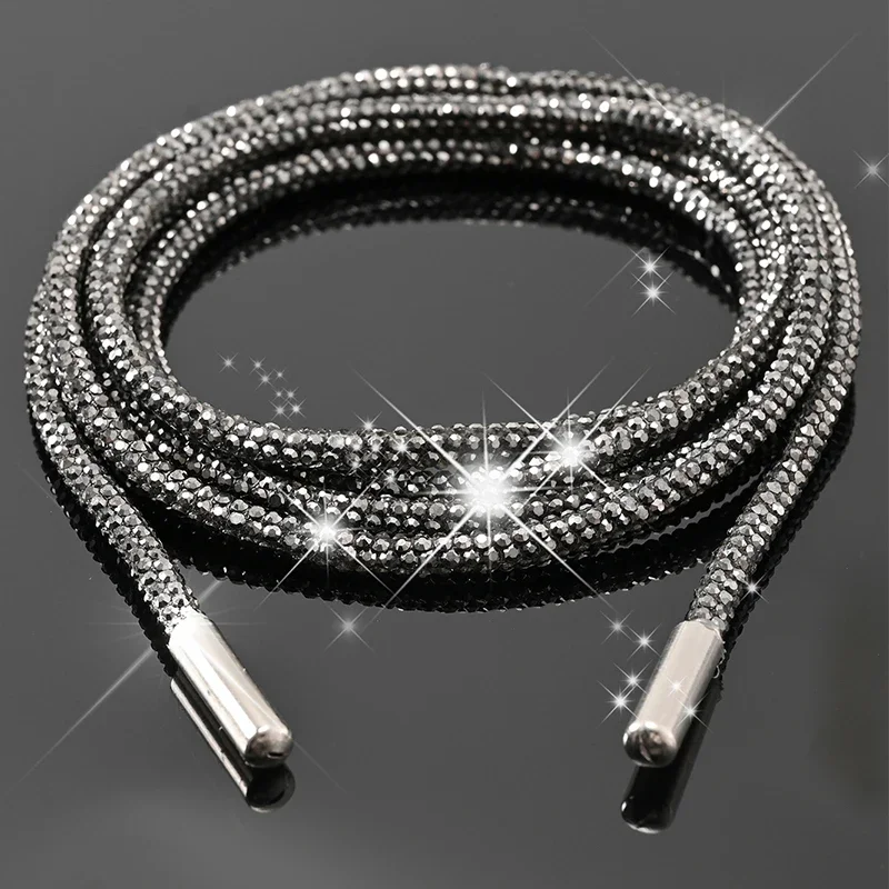 1Pair/2Pcs Rhinestone Shoe Lace Luxury Diamond ShoeLace Bright String Cross Braiding Strap DIY Drawstring Shoe Accessories