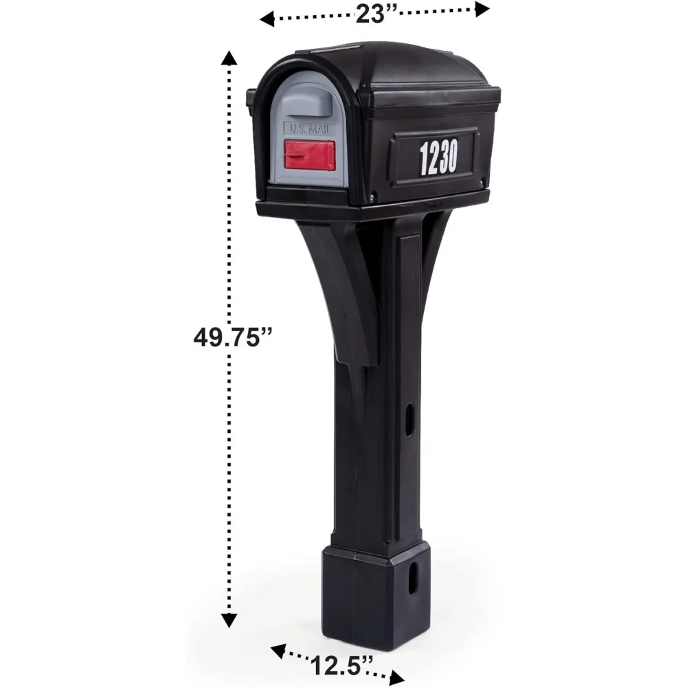 

Classic Plastic Residential Mailbox and Post Mount Combo Kit with 2 Access Doors in Black