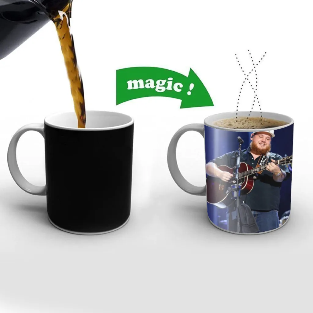 Singer Luke Combs Popular Music Magic Hot Cold Heat Temperature Sensitive Color-Changing Coffee Tea Milk Mug Cup