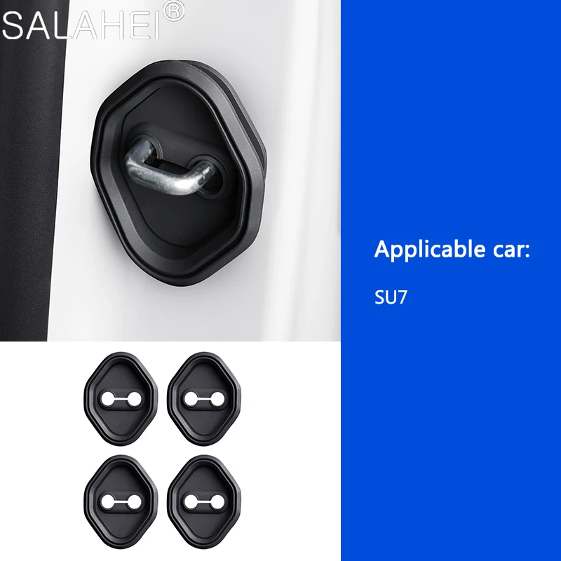 Car Door Lock Cover Fit for Xiaomi SU7 Auto Door Mute Damping Cushion Silicone Anti-scratch Anti Rust Protect Buckle Accessories