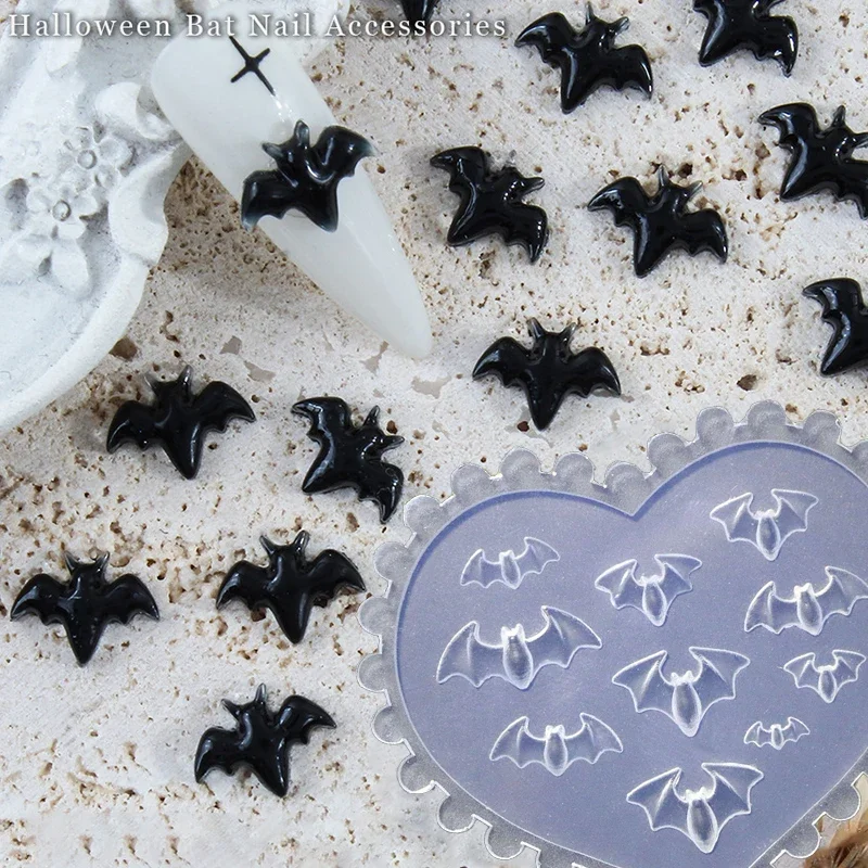 Formy do stemplowania w kształcie nietoperza ducha 3D, szablony do lakieru hybrydowego UV, silikonowe formy do rzeźbienia, DIY wzory, ozdoby do paznokci.