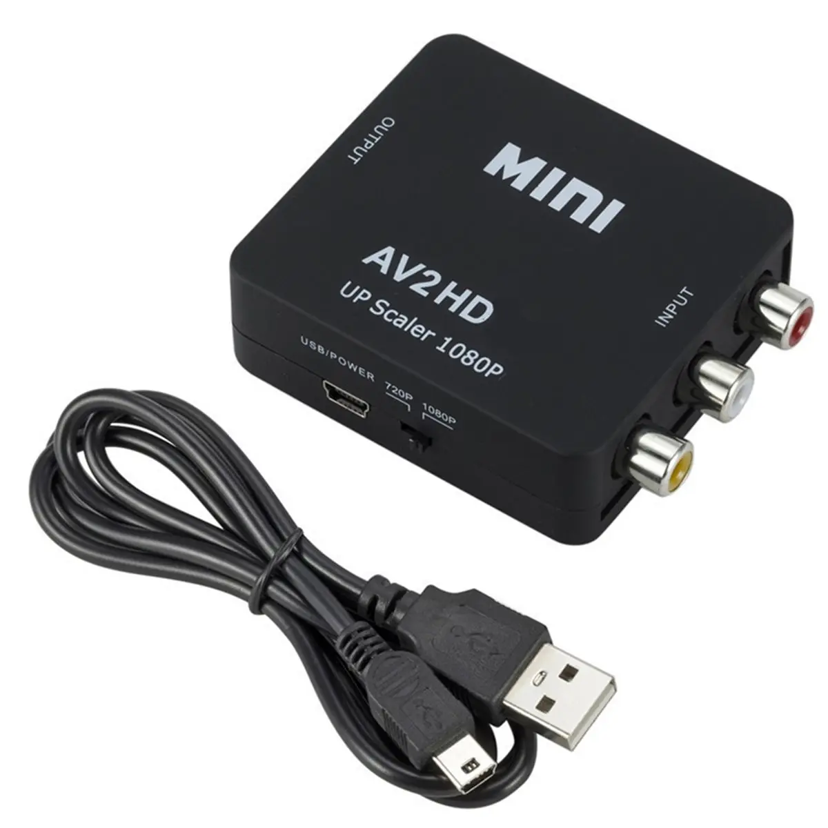 ABAN  AV to -Compatible Converter AV/CVSB L/R Video Box 1080P 1920x1080 AV2 -Compatible Support NTSC PAL Output A