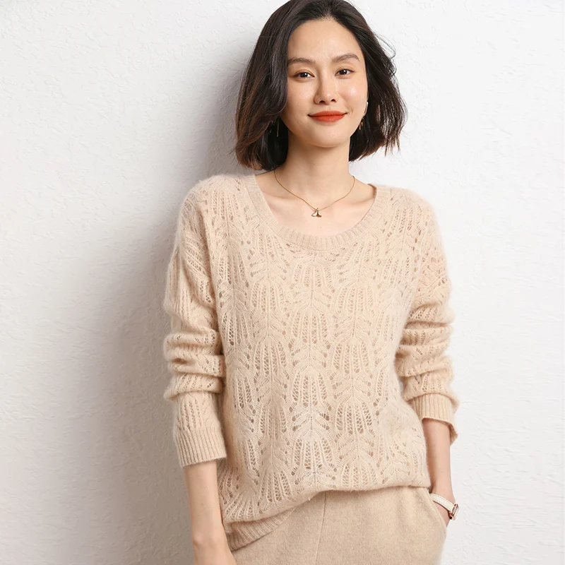 2024 New 100% Pure Goat Cashmere Knitted Pullovers O-Neck Sweaters Women Soft High Quality Ladies Jumpers Clothes SWS02