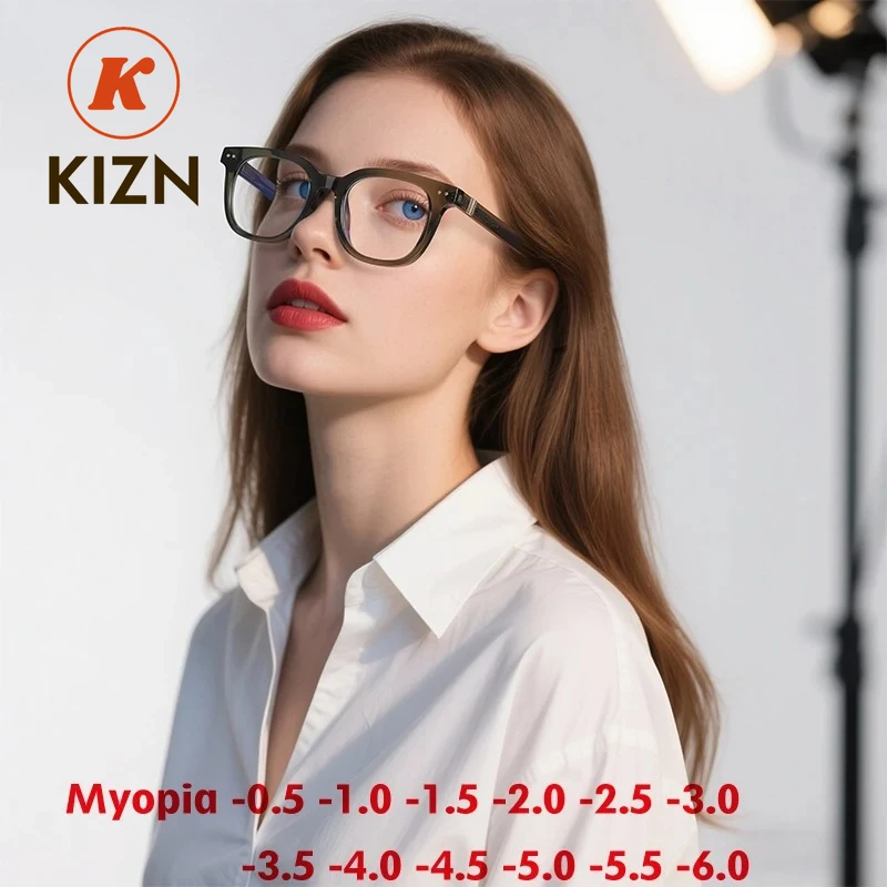 

KIZN High quality Myopia Glasses Frame Fashion NEW Men Women Anti-Blue Light Custom Prescription Optics Eyewear -0.50 to -6.0
