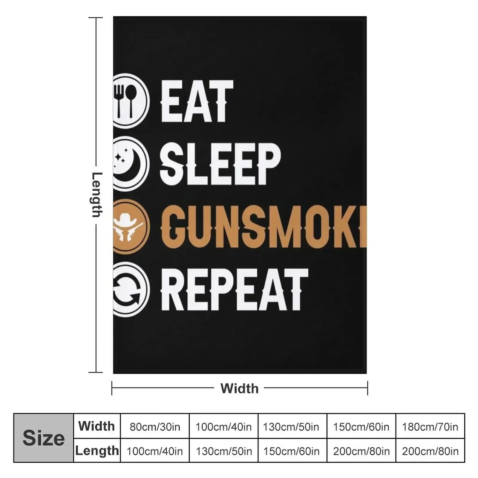 Eat Sleep Gunsmoke Repeat Throw Blanket couch cozy soft plush fuzzy picnic outdoor blanket