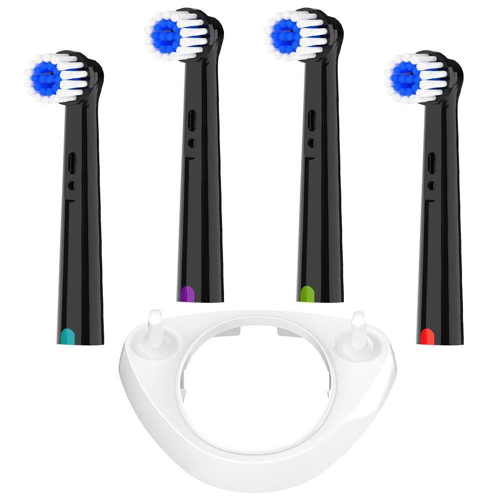 4 Pack Sensitive Care Replacement Brush Heads & Toothbrush Head Holder, Compatible with Oral B Electric Toothbrush for 1000 7500