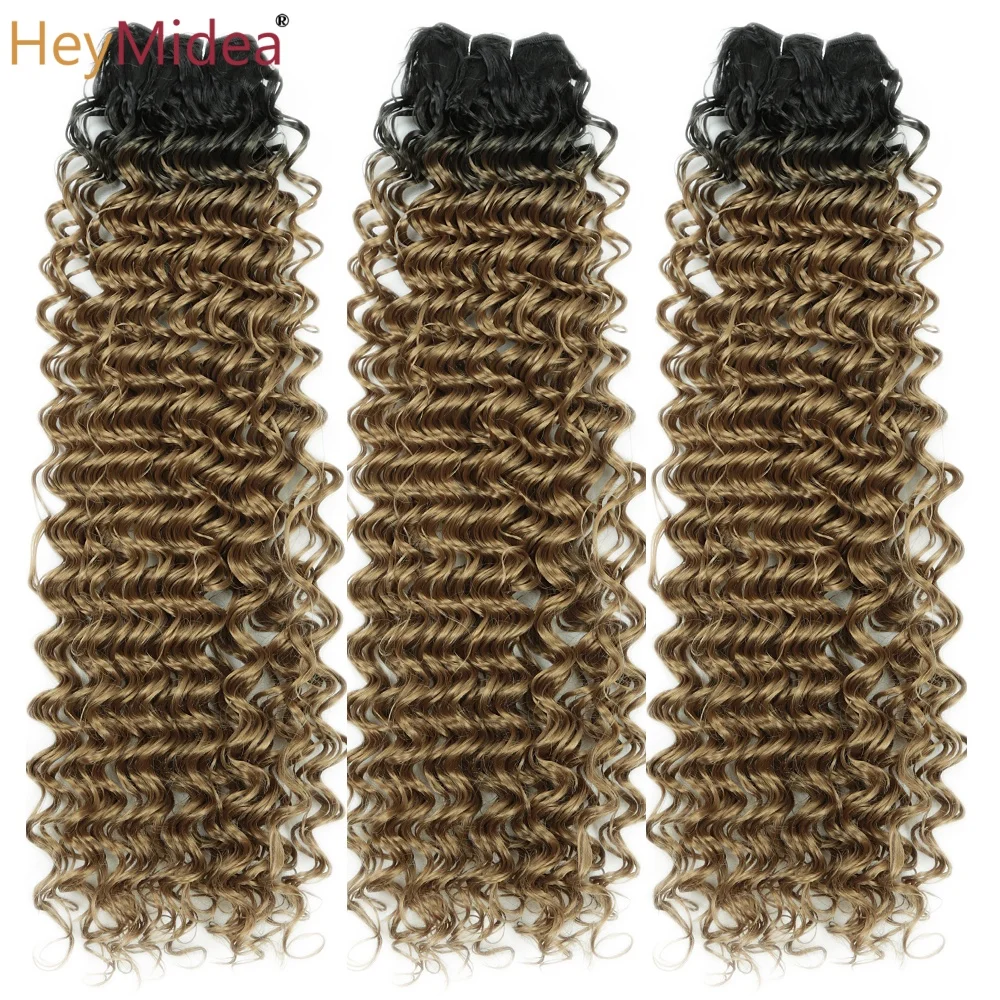

24Inch Curly Wave Hair Bundles Synthetic Deep Wave Twist Hair Weave Extensions Ombre Blonde High Quality Weft For Women Weaving